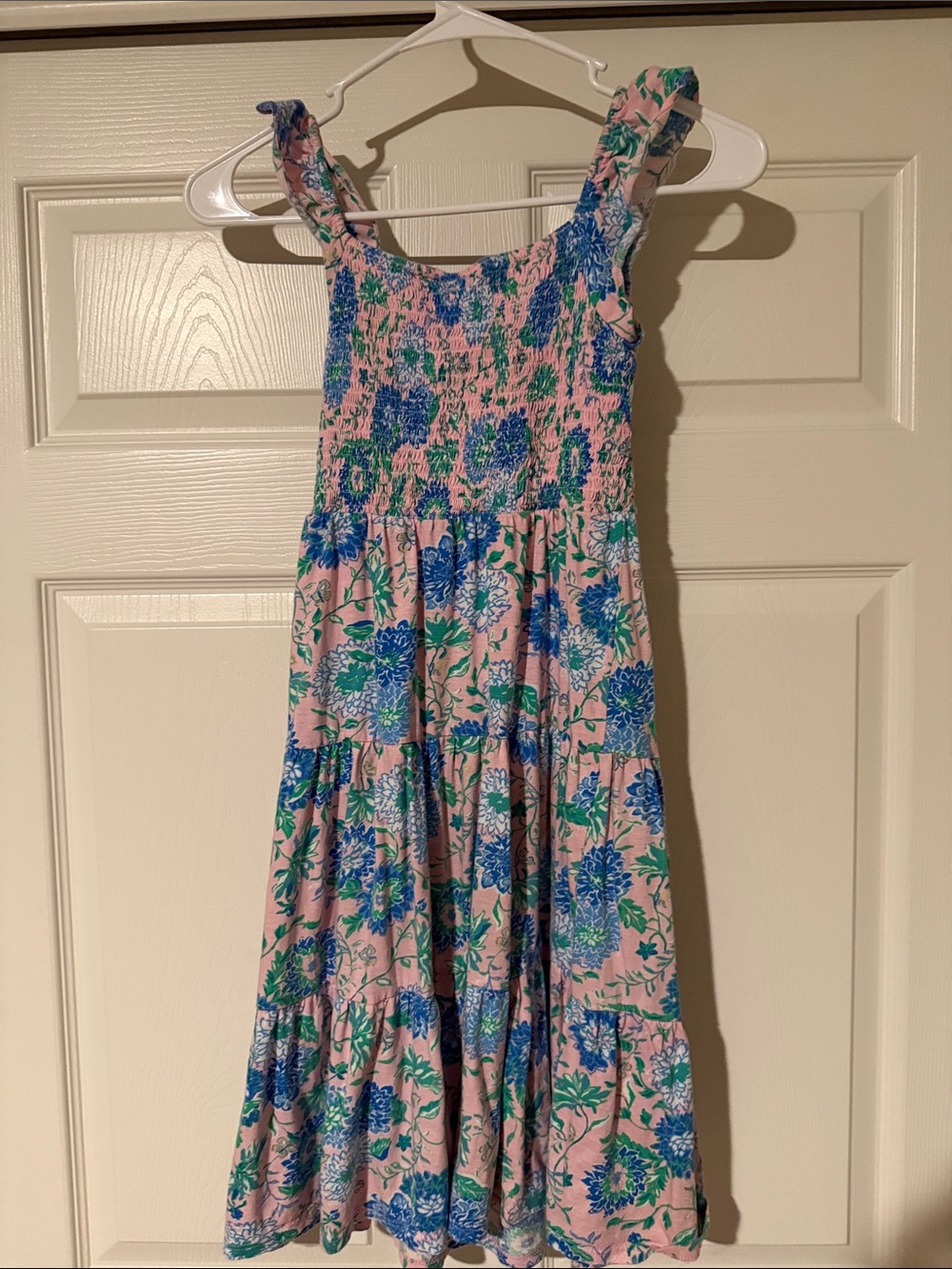 Lilly Pulitzer Pink Floral Smocked Sundress with Blue & Green Print - Picture 5 of 8